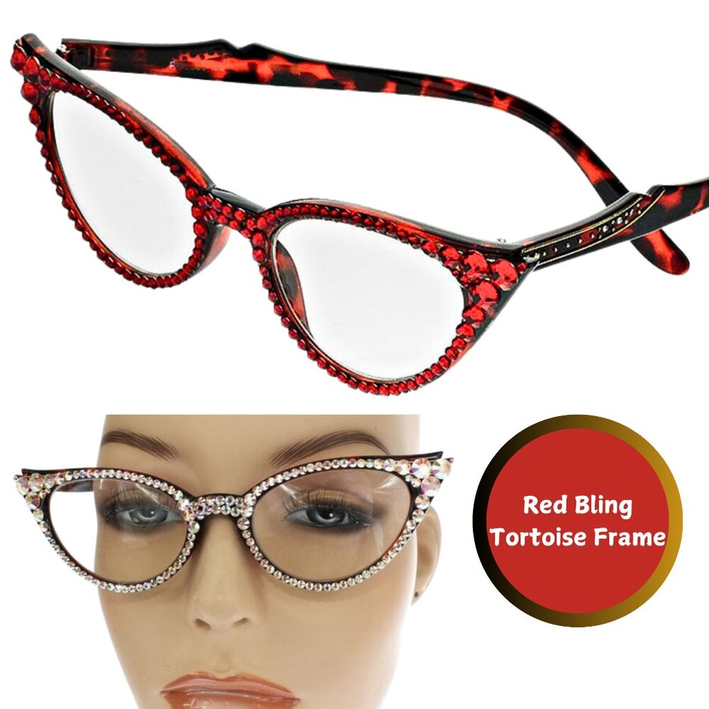 Swarovski Red Crystal Enhanced Readers Reading Glasses BRAND NEW Stunning!!